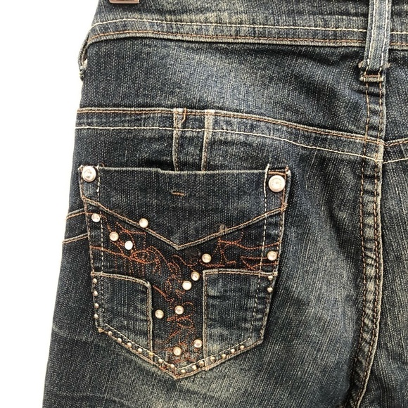 SCULLY Kallie Studded Embroidered Jeans Size 6 Mid Rise Dark Wash - Picture 2 of 11